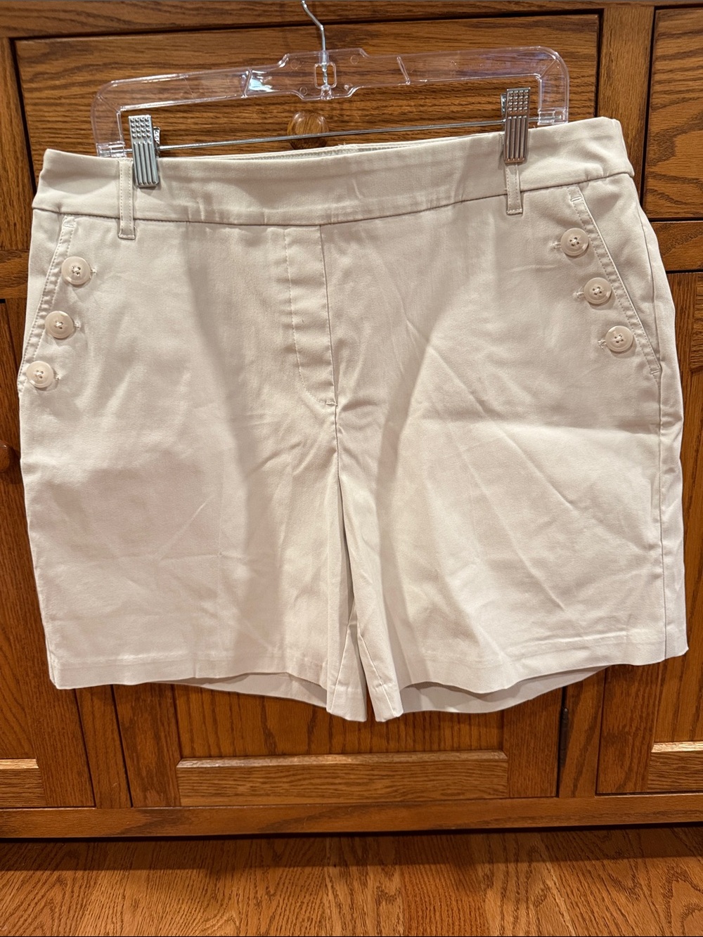 Tribal Cream Button-Accent Bermuda Shorts